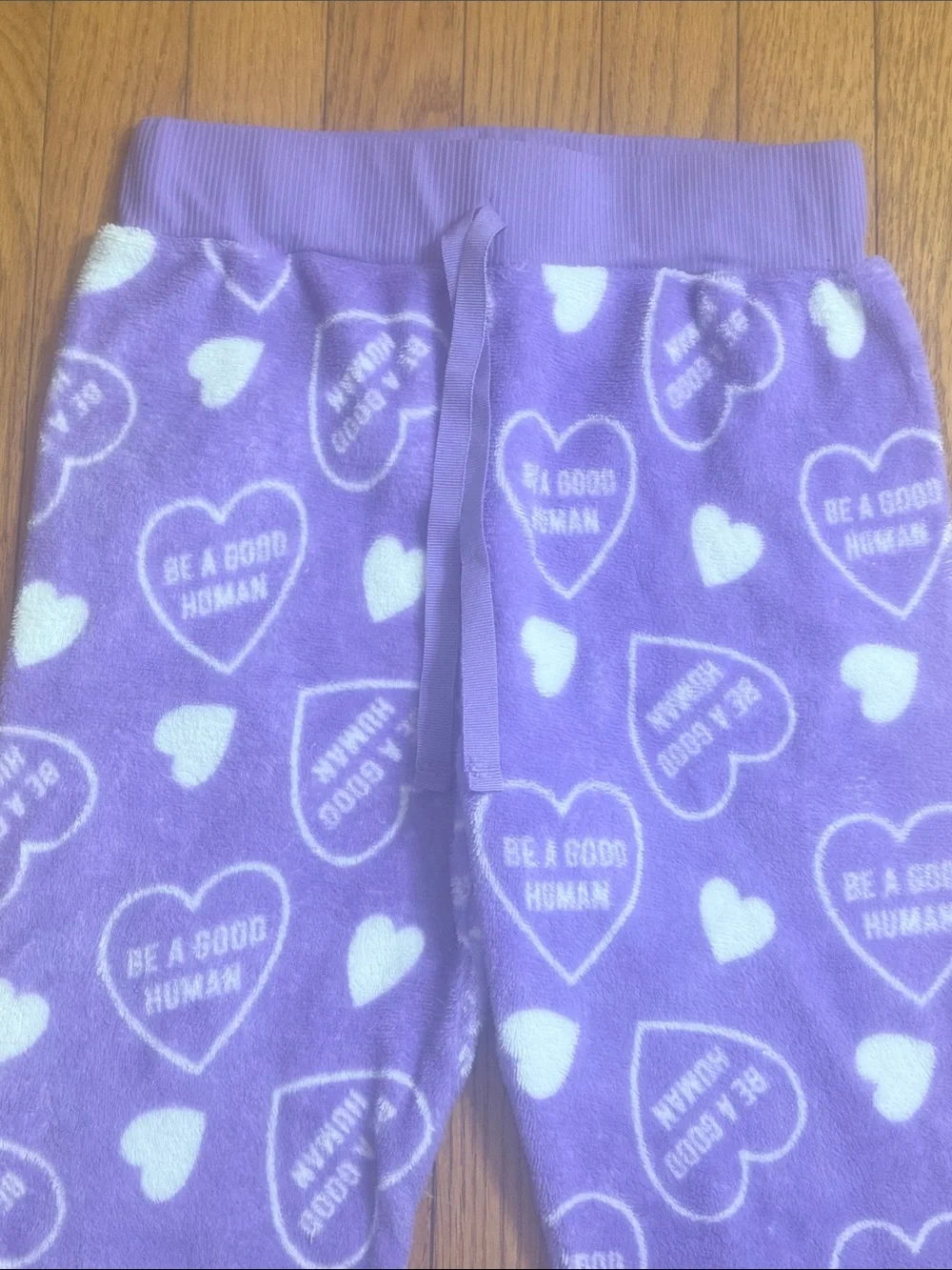 Purple Heart-Print Fleece Joggers - 'Be A Good Human'